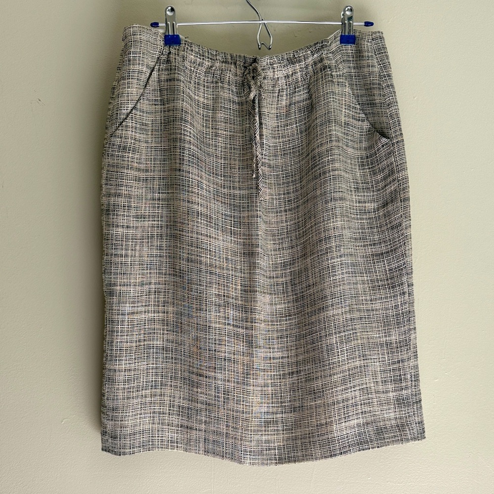 Giorgio Armani Elegant black and tan flax blend‎ Pencil Skirt size 12